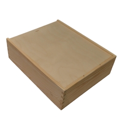Pudełko drewniane prostokątne na trzy wina 36x30x11 cm, zasuwane